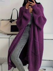 Women'S Y2K Cardigan - Long Flowy Open Front Sweater with Pockets, All-Season Layering Piece for Casual & Formal Outfits