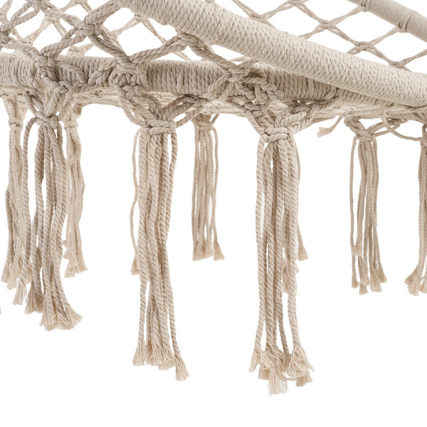 Courtyard Woven Hanging Basket, Hanging Cotton Rope Iron Ring Hanging Chair, Balcony Rocking Chair, Suitable for Indoor, Outdoor, Home, Balcony, Courtyard, Garden, Maximum Load Capacity: 200kg, Material: Iron Ring, Cotton Rope (No Include Cushion)