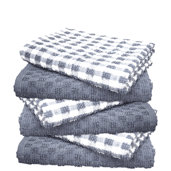 Pack of 2 Cotton Mono Terry Tea Towels – Egyptian Mono Check, Super Absorbent, Soft & Durable – Hotel Quality Kitchen Dish Cloths TT ‎65cm x 46cm approx
