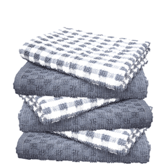 Pack of 2 Cotton Mono Terry Tea Towels – Egyptian Mono Check, Super Absorbent, Soft & Durable – Hotel Quality Kitchen Dish Cloths TT ‎65cm x 46cm approx