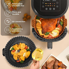 1pc Air Fryer Liners, Black Air Fryer Silicone Liners, Extra Strong Silicone Air Fryer Liners, Basket Air Fryer Accessories