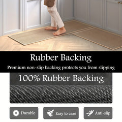 2pcs Kitchen Mat with Non- Slip Backing - Fast Drying, Super Absorbent, Machine Washable for Kitchens, Sinks, Laundry Rooms And Hallways - Beige - 44x75cm And 44x120cm