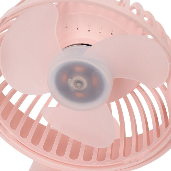 Mini USB Rechargeable Clip Fan, 4-Speed Quiet Fan, 360° Adjustable Fan, Pink Portable Fan, Removable & Cleanable, Clip-On Design Fan, 19.5x13x13cm