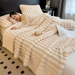 Luxurious Faux Rabbit Fur Throw Blanket