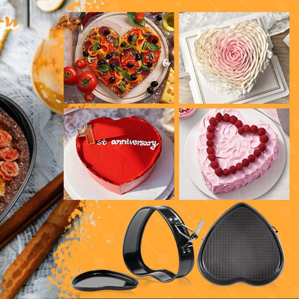 6pcs Cake Pan Set- Square/ Round/ Heart Baking Cake Mould, Carbon Steel Baking Mold with Removable Bottom, Non- Stick Pan, Baking Tools| Kitchen Accessories| Home Kitchenware