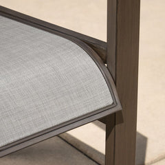 Sunvilla Nichols 7 Piece Sling Dining Patio Set with Faux Wood Table Top + Cover