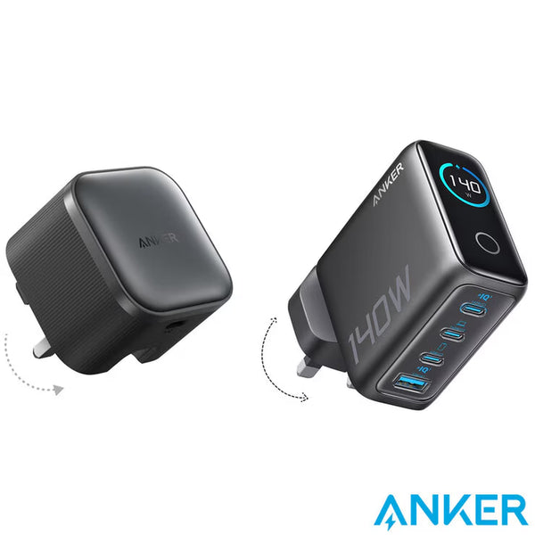 Anker Nano 45W Foldable USB-C Charger and Anker Prime 140W USB-C 4-Port Gan Charger
