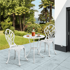 Costoffs 3pcs Patio Bistro Table Set with Umbrella Hole Outdoor Furniture Antique Aluminium Chair Rose Vine Dining Set for Garden Backyard Porch Balcony Lawn Pool