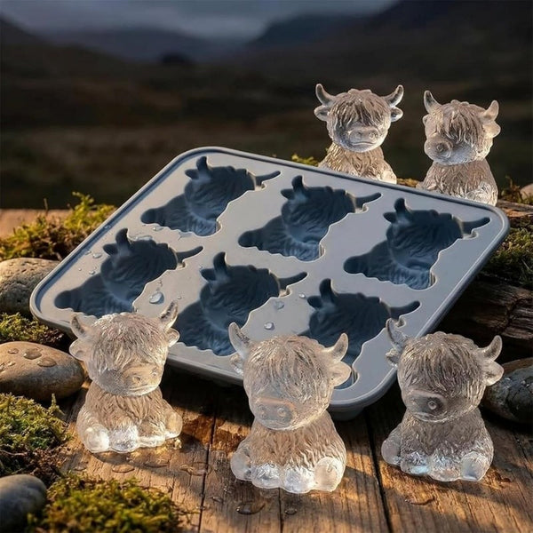 3pcs Mini Highland Cow Cube of Ice Tray, 6-Cavity Silicone Mold, Reusable for Whiskey, Cocktails, Chocolate And Candy Making