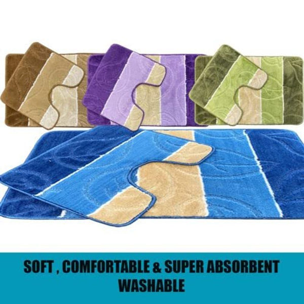 Lizzy 2Pcs Leaf Bath Mat Set | Non-slip Bathroom Mats Machine-washable | Shower Water Absorbent Bath Rug Super Absorbent Bath Mats for Bathroom Floor (Red Leaf Design Bathmats)