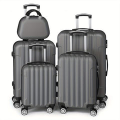 Lightweight Hardshell Spinner Luggage Set with Five Pieces in Various Sizes (12, 16, 20, 24, And 28 Inches) - Features a Carry-On, Made from Durable ABS, Budget-Friendly for Family Trips, Suitable for Both Men And Women