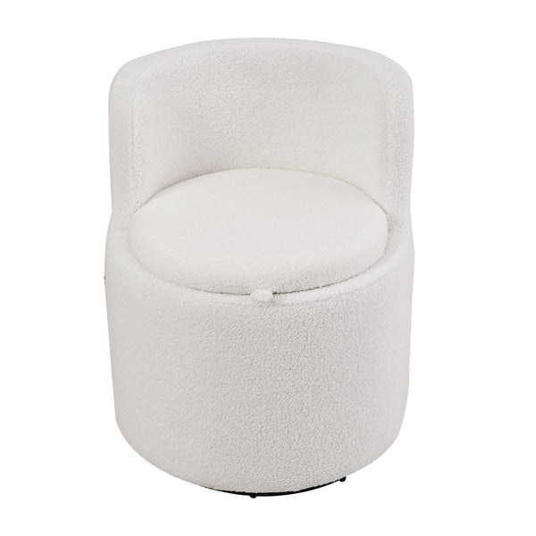360°Swivel Sherpa Accent Chair With Hidden Storage, Accent Tub Armchair with 360° Rotating Metal Base, Comfy Boucle Chair Sofa Reading Chair With Storage Space for Living Room Bedroom