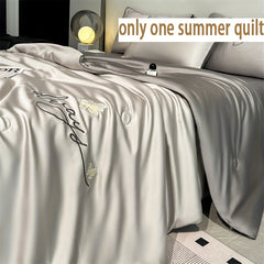 1pc Lightweight Summer Quilt - Breathable Lightweight Air Conditioning Blanket, Thin Comforter for Bedroom and Dorm, Machine Washable (Pillowcases Not Included), Quilted Comfort | Embroidered Comfort | Lightweight Quilt