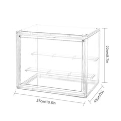 Lunaluke Clear Double-Tier Storage Box with Door - Heavy-Duty Plastic Dustproof Display Case with Hinged Door And Bottom Shelf, Dust Cover Included, Ideal for Organizing Makeup, Cosmetics, Or Other Items on a Vanity, Desk, Or Shelf.