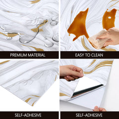 10/20/30/40PCS Marble Effect Tile Stickers 30x60cm - Self Adhesive PVC Wall Panels, Waterproof & Oil-Proof for Kitchen Backsplash, Bathroom & Bedroom Decor