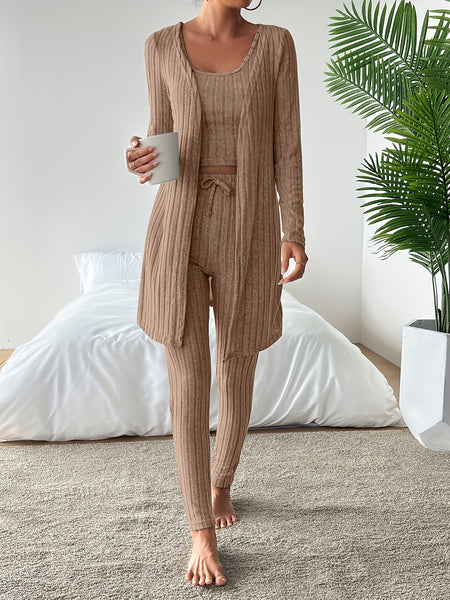 Autumn clothing, casual and elegant Women's three-piece set, stretch fabric, Women's loungewear, suitable for Christmas, holidays, dates, outdoor, beautiful Women's suit.