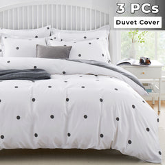 3pcs Reversible Polka Dot Duvet Cover Set – Hotel Quality, Soft & Breathable Microfiber, with Pillowcases, Button Closure, Machine Washable, Wrinkle Free & Durable
