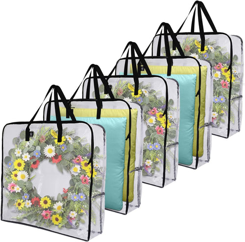 VENO 5 Pack Oversize Underbed Storage Box,Heavy Duty Foldale Bike Storage Bag, Moving Bags for Clothes,Duvet and Wreath Decor Garland Organizer(5 Pack)