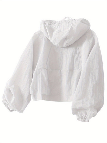 Lightweight Hooded Coat for Women, Featuring a Casual Loose Fit, Solid Color, Front Zipper, And Designed for
