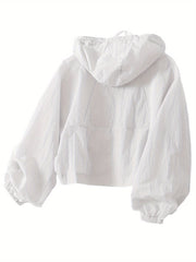 Lightweight Hooded Coat for Women, Featuring a Casual Loose Fit, Solid Color, Front Zipper, And Designed for