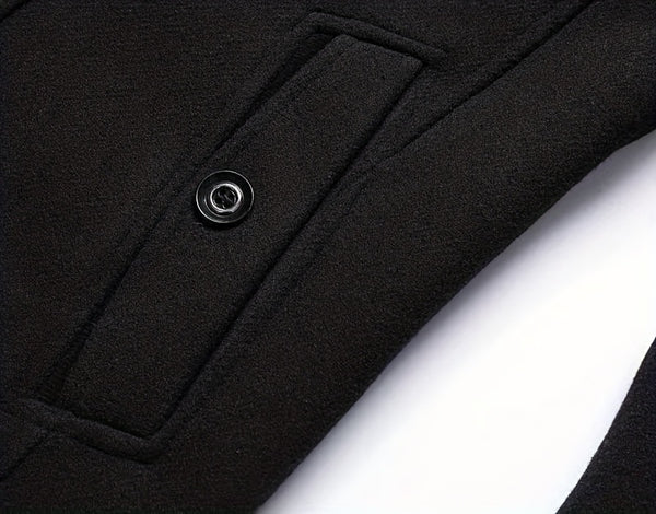New Autumn And Winter 802 Detachable Double-Layer Collar Thick Velvet Blend Overcoat for Men