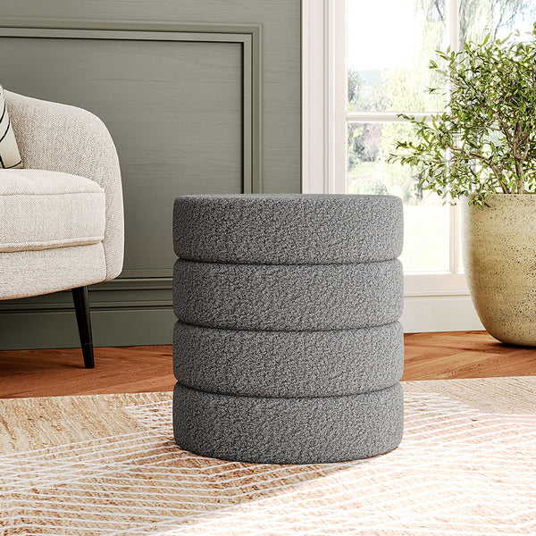 Round Pouffe Stool Liviing Room Bedroom Footstool Teddy Fleece Dressing Table Stool Hallway Shoe Stool