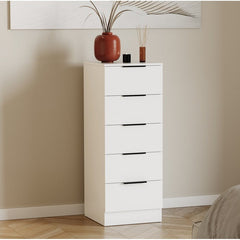 Modern 5 Drawer Narrow Chest of Drawers Dresser Space Saving Storage Organizer Bedroom Furniture