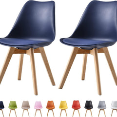 mcc direct Set of 2 Dining Chairs Wooden Legs Soft Cushion Pad Stylish DELUXE Retro Lounge Dining Office EVA