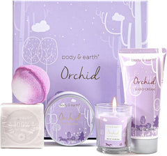 BODY & EARTH Bath Spa Gift Set for Women, Shower Gift Sets, 6Pcs Lavender Toiletries Gift Sets for Women, Luxurious Pamper Gifts for Women Birthday Gifts for Her Ladies Gift Sets Valentine'S Gifts