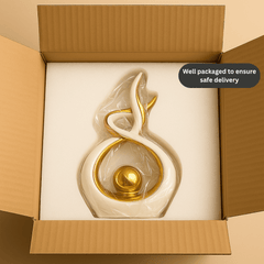 White & Gold Abstract Statue 27.5cm – Modern Ceramic Sculpture for Home, Shelf & Table Décor | Elegant White and Gold Ornament Gift for Living Room, Bedroom & Housewarmings