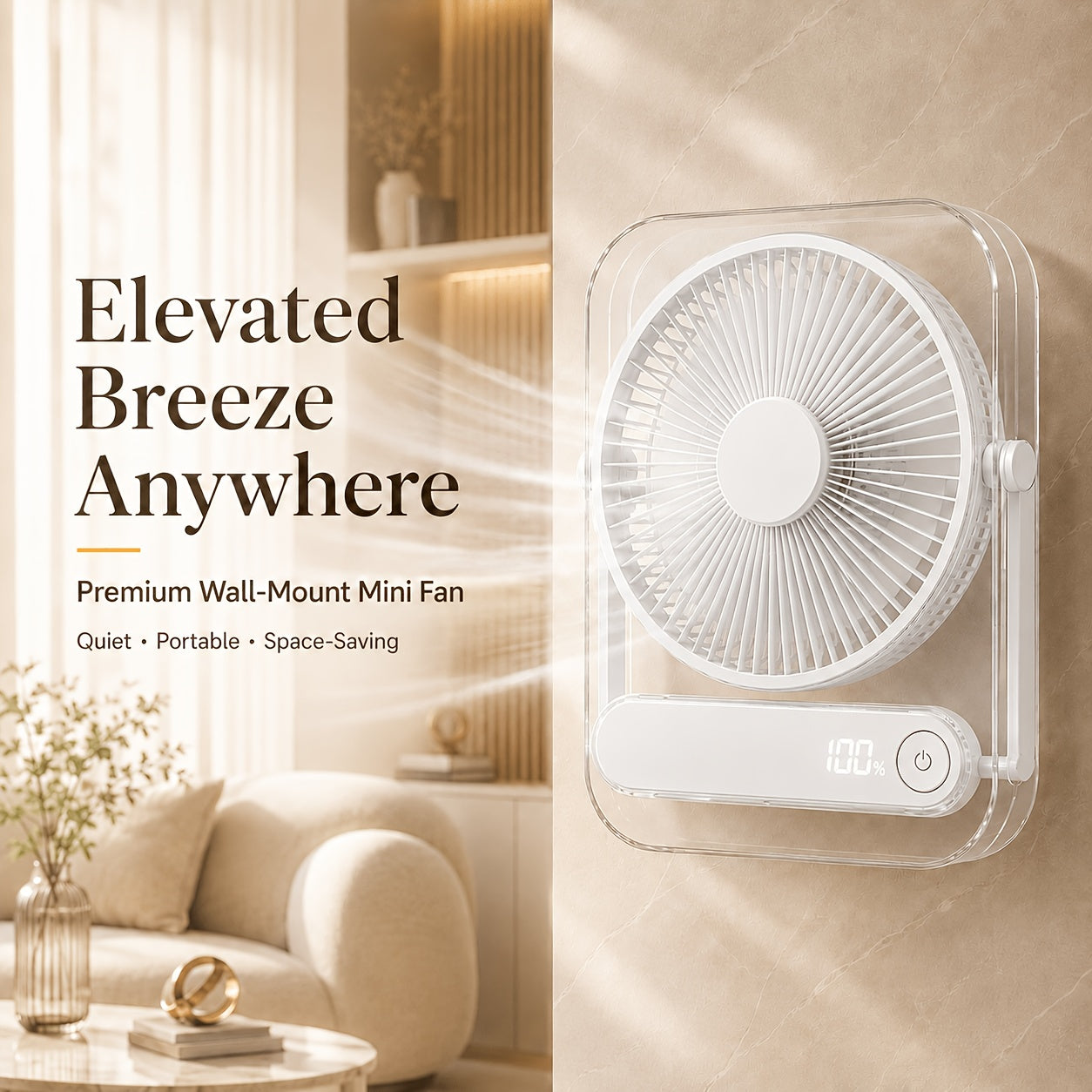 USB Desk Fan, 5000Mah [15H Max Working Time] Ultra Quiet Battery Operated Small USB Fan with Strong Wind, 180° Tilt Foldable And 5 Speeds Adjustable, Battery Powered Mini Personal Fan for Office Bedroom Desktop - Gift