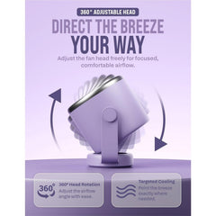EPISENT Portable USB Desk Fan with Digital Display, Rechargeable Table Fan, 360° Adjustable Air Circulator, Touch Control, Wall Mount Design, 5 Speed Settings, Compact Fan for Home, Office & Travel