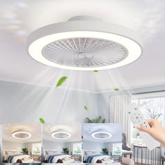 Remote-Controlled Ceiling Fan with Light, 20-Inch Slim Embedded Design, Iron Lampshade, 6-Speed, 4000 Lumens, 48W LED Fan Light, Smart Timer, Adjustable Brightness from 3000K to 6500K, Suitable for Dining Rooms And Living Rooms