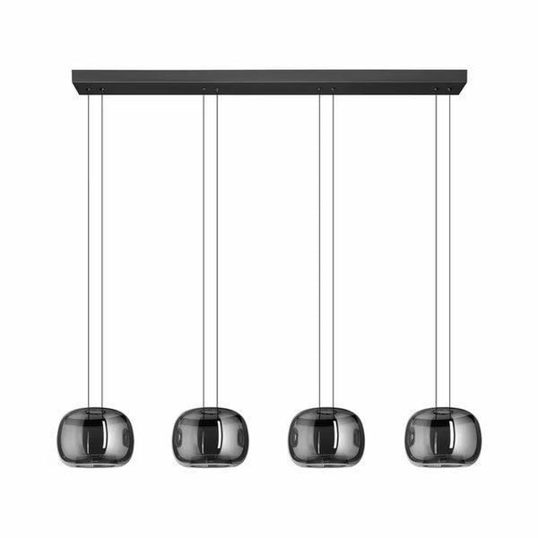 EGLO Hortunas Linear Pendant Refined Smoked Black Glass 4-Light Pendant