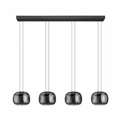 EGLO Hortunas Linear Pendant Refined Smoked Black Glass 4-Light Pendant