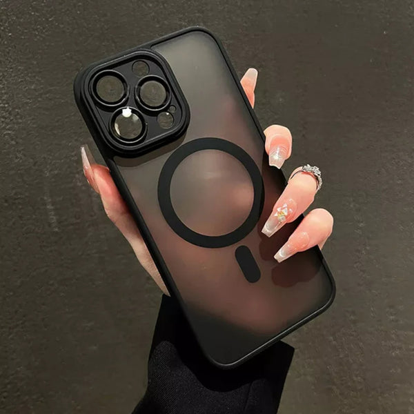 Phone case: Luxury Matte Armor for Magnetic Wireless Charging Case for iPhone 11 12 13 14 15 16 Pro Max Plus Shockproof Hard Cover