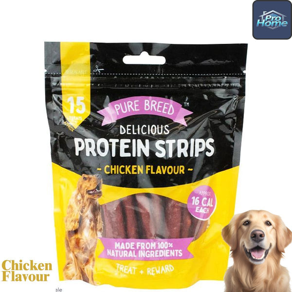 Delicious Protein Strips Chicken Flavour | Chicken Strips for Dogs & Puppies | High Protein Dog Treats | Chewy Training Snacks | Easily Digestible in Resealable Pack