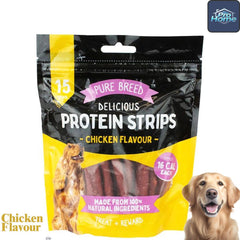 Delicious Protein Strips Chicken Flavour | Chicken Strips for Dogs & Puppies | High Protein Dog Treats | Chewy Training Snacks | Easily Digestible in Resealable Pack