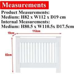 Radiator Cover Cabinet Large Small Wooden Radiator Cover, White Wood Painted MDF Cabinet Heater Cover Cabinet, Slats, Grill, Wood Top Shelf Easy Assembly for Living Room, Hallway, Bedroom Decoration