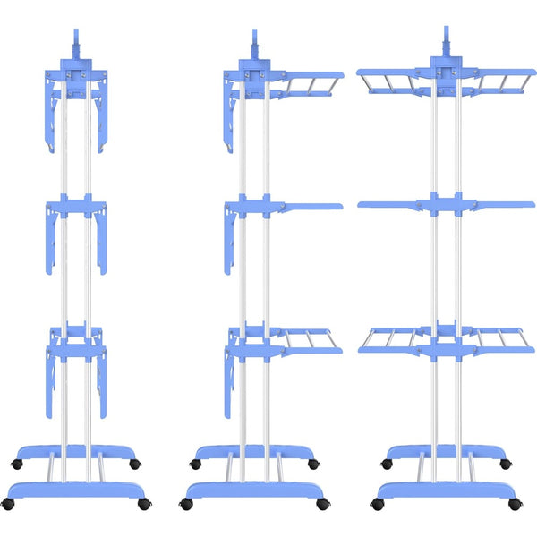 4 Tier Large Clothes Airer with Wings, Retractable Folding Drying Rack with Wheels for Indoor & Outdoor Use, 190 × 64 × 170 cm, Grey