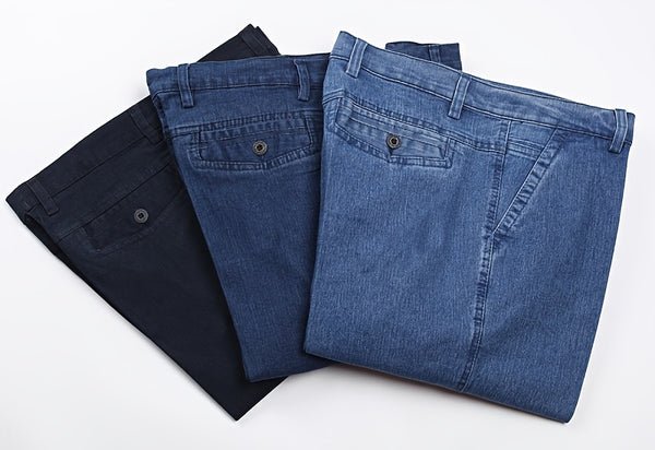 Geng Yuan 2-Strip Pc Summer Thin Jeans Men'S Loose High-Waist Deep-Cut Straight Stretch Mixed Colors Men'S Denim Trousers