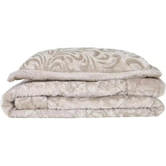 3pcs Embossed Bedspread Set - Coverless Comforter with 2 Pillow Shams, Lightweight All-Season Bedding - Soft Teddy Fleece Bedspread