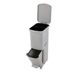 30L Large Dual Compartment Kitchen Bin, 2-Layer Dry and Wet Waste Separation Trash Can with Lid, Slim Space-Saving Design for Home, Office, Outdoor Use, Recycling Solution