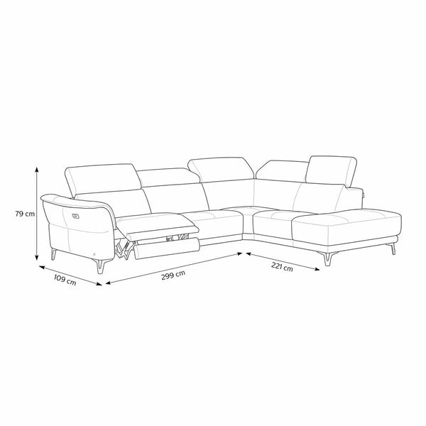 Nicoletti Charleston Beige Leather Power Reclining Corner Sofa with Chaise in 2 Configurations