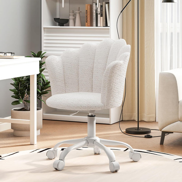 Shell-shaped Office Chair,Adjustable Chenille Swivel Chair,Soft and Flexible, Suitable for Bedrooms, Offices and Studies.