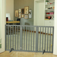 Freestanding Extra Tall Pet Gate, Folding Wooden Dog Gate, Indoor Barrier with 2PCS Support Feet Dog Gates for The House,Puppy Gate for Stairs,Foldable Indoor Gate Safety Fence