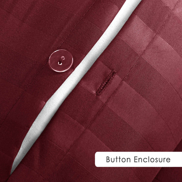 Premium Hotel Quality Satin Stripe Duvet Cover Set Double with Pillowcases | Reversible Soft Quilt Bedding | Easy Care Breathable Luxury Quilt Cover
