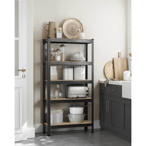 Garage Shelving Units 5 Tier Heavy Duty Shed Storage Racking Shelf Metal Boltless 1000kg Capacity 175kg Per Shelf for Warehouse Workshop Office Heavy Duty Industrial Garage Racking/Shelving Unit