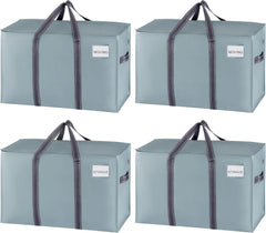VENO 8 Pack Extra Large Moving Storage Bags with Zips, Heavy-Duty Organizer Tote, Moving Box Alternative, Packing Supply, Clothes Storage Bin, Tag Pocket for Label, Water-Resistant (Clear, 8 Pack)