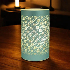 LED Table Lamps Battery Operated Cordless Desk Lights | Blue Green or Pink Flower Petal Design